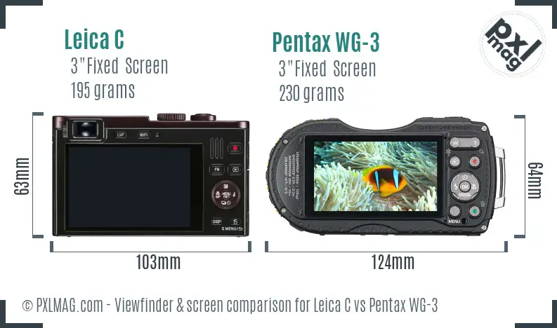 Leica C vs Pentax WG-3 Screen and Viewfinder comparison
