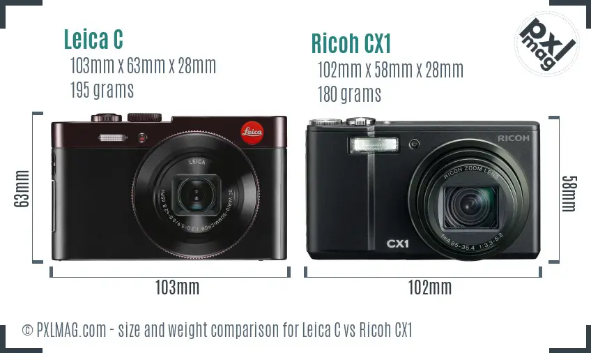 Leica C vs Ricoh CX1 size comparison
