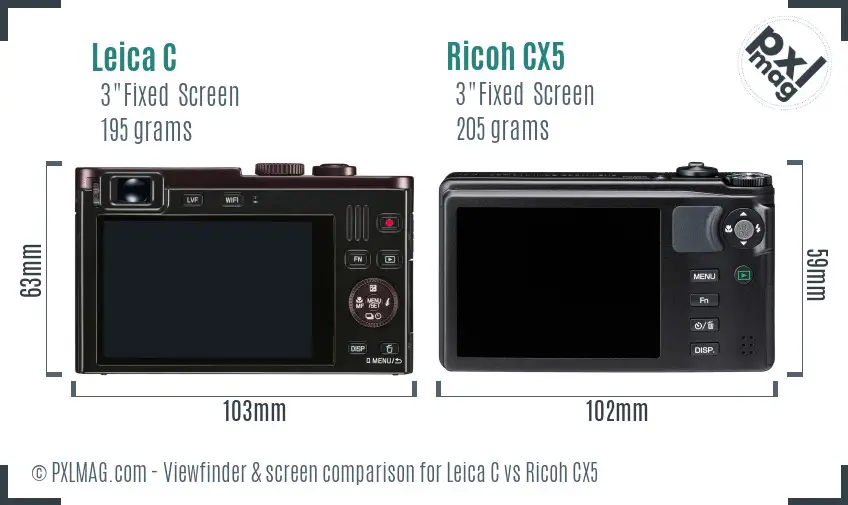 Leica C vs Ricoh CX5 Screen and Viewfinder comparison Leica C vs Ricoh CX5 Screen and Viewfinder comparison