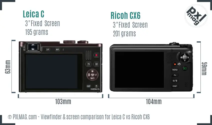 Leica C vs Ricoh CX6 Screen and Viewfinder comparison Leica C vs Ricoh CX6 Screen and Viewfinder comparison