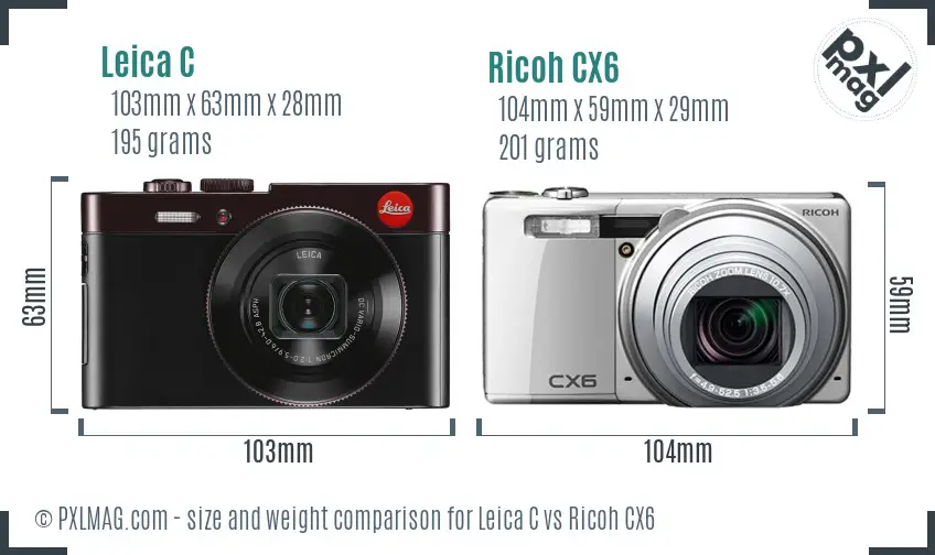 Leica C vs Ricoh CX6 size comparison Leica C vs Ricoh CX6 size comparison