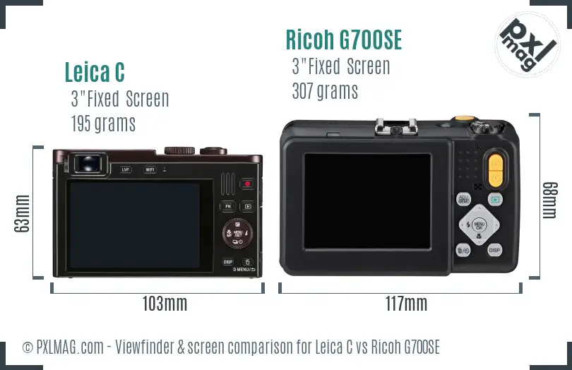 Leica C vs Ricoh G700SE Screen and Viewfinder comparison