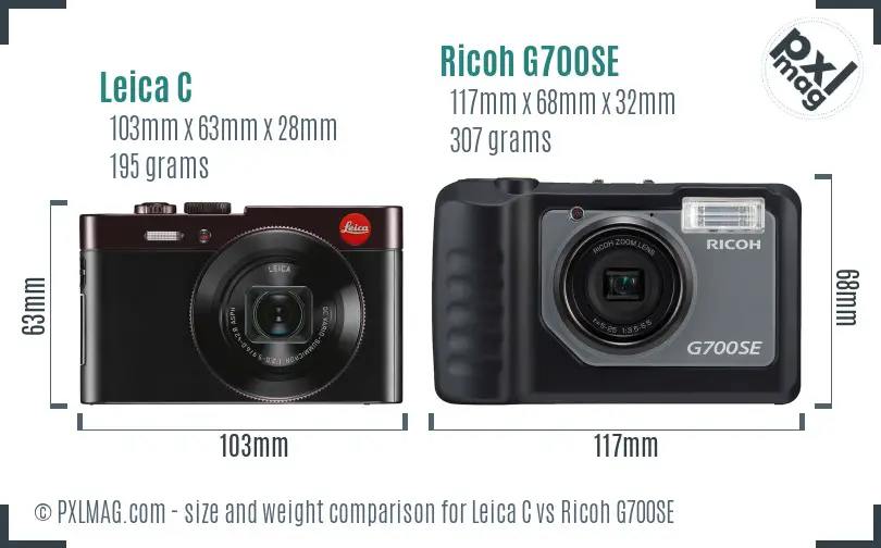 Leica C vs Ricoh G700SE size comparison