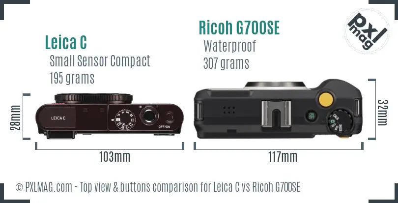 Leica C vs Ricoh G700SE top view buttons comparison