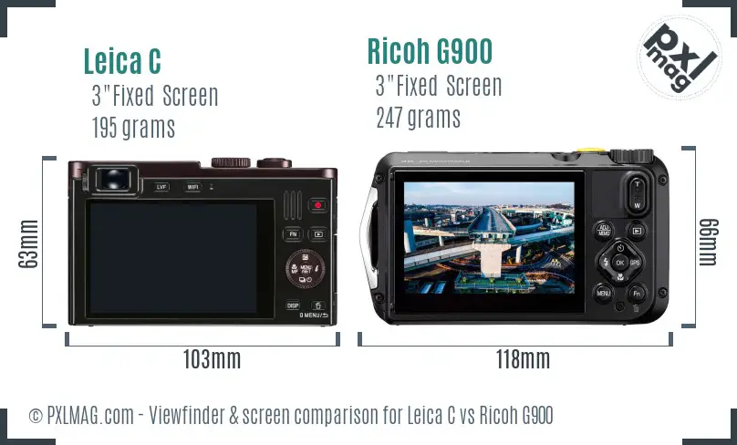 Leica C vs Ricoh G900 Screen and Viewfinder comparison