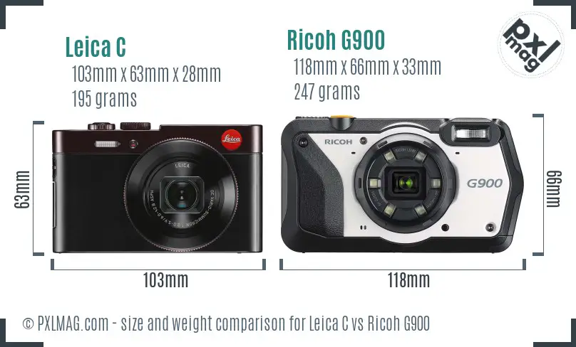 Leica C vs Ricoh G900 size comparison
