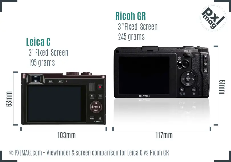 Leica C vs Ricoh GR Screen and Viewfinder comparison
