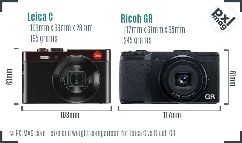 Leica C vs Ricoh GR size comparison