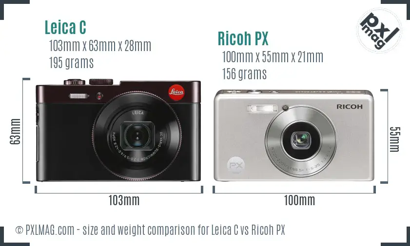 Leica C vs Ricoh PX size comparison