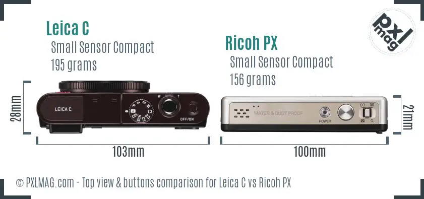 Leica C vs Ricoh PX top view buttons comparison