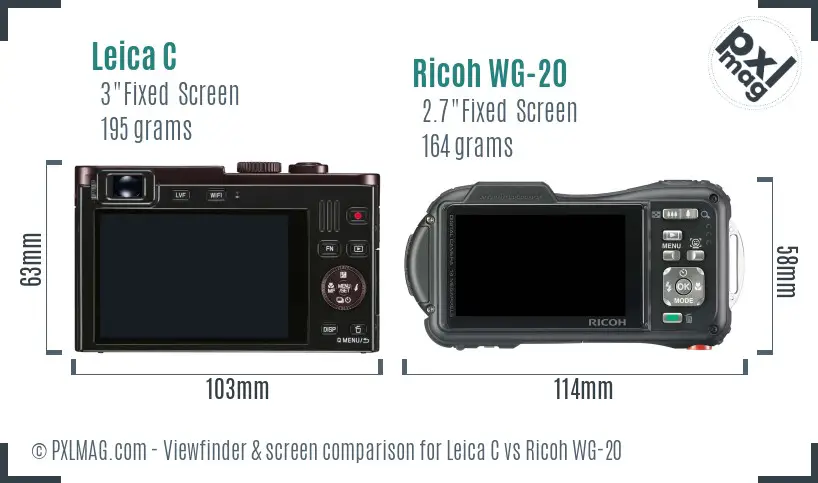 Leica C vs Ricoh WG-20 Screen and Viewfinder comparison
