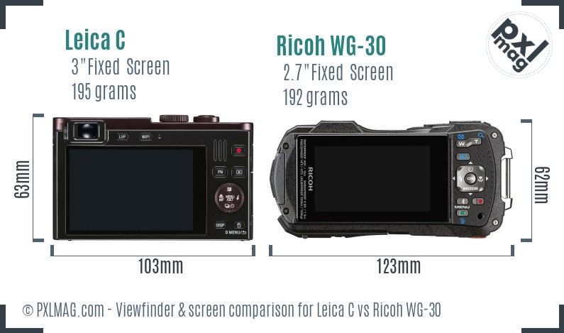 Leica C vs Ricoh WG-30 Screen and Viewfinder comparison