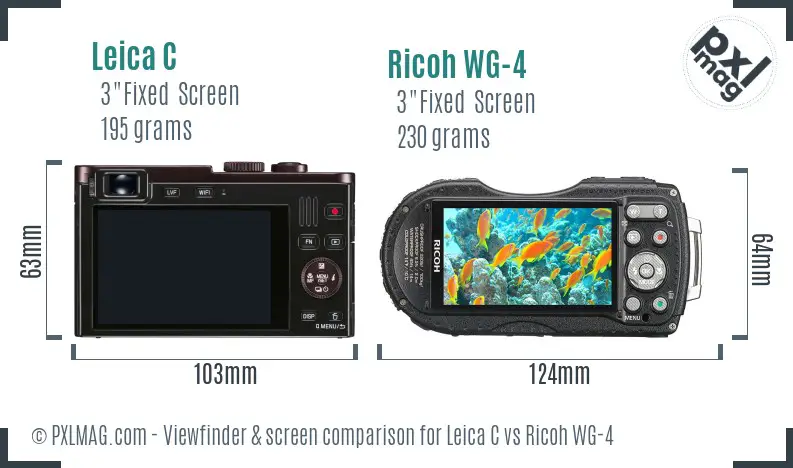 Leica C vs Ricoh WG-4 Screen and Viewfinder comparison