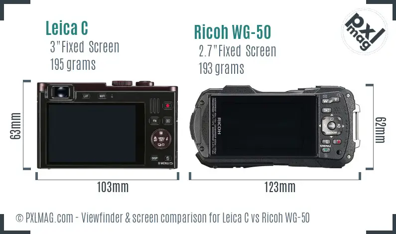 Leica C vs Ricoh WG-50 Screen and Viewfinder comparison