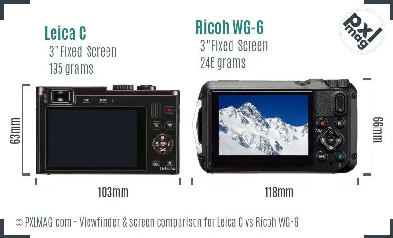 Leica C vs Ricoh WG-6 Screen and Viewfinder comparison