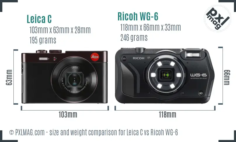 Leica C vs Ricoh WG-6 size comparison