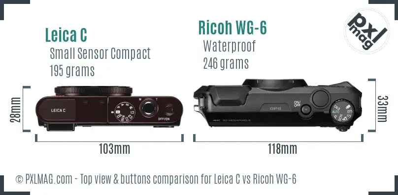 Leica C vs Ricoh WG-6 top view buttons comparison