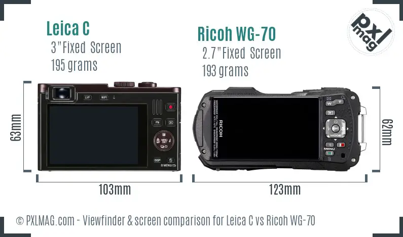 Leica C vs Ricoh WG-70 Screen and Viewfinder comparison