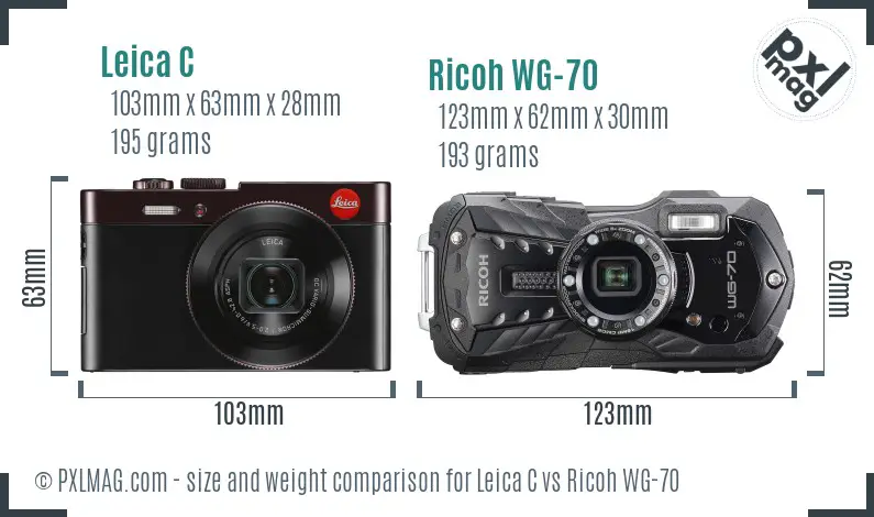 Leica C vs Ricoh WG-70 size comparison Leica C vs Ricoh WG-70 size comparison