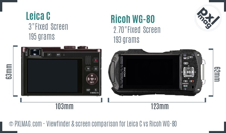 Leica C vs Ricoh WG-80 Screen and Viewfinder comparison