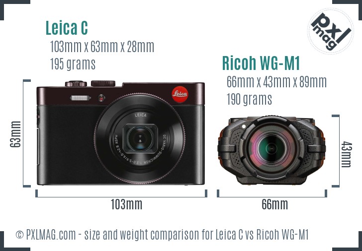 Leica C vs Ricoh WG-M1 size comparison