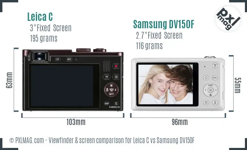 Leica C vs Samsung DV150F Screen and Viewfinder comparison
