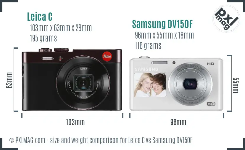 Leica C vs Samsung DV150F size comparison