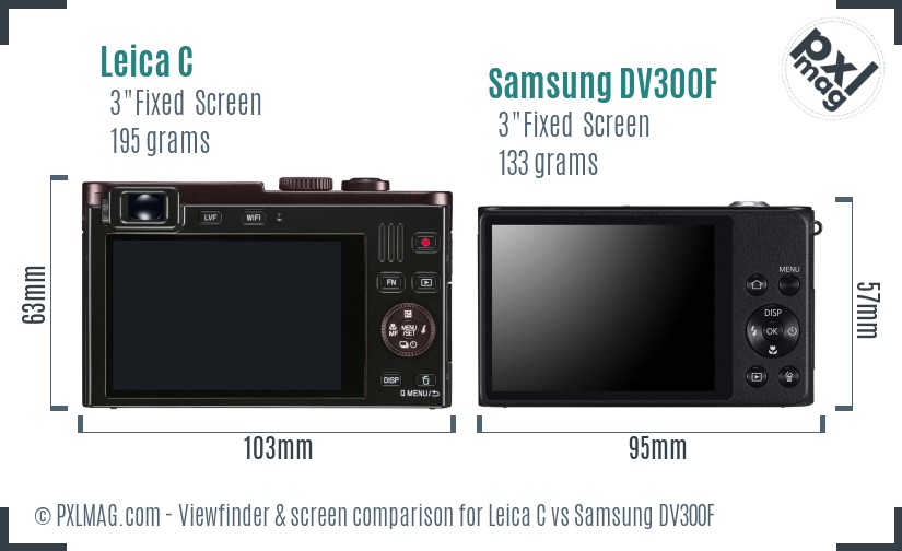 Leica C vs Samsung DV300F Screen and Viewfinder comparison