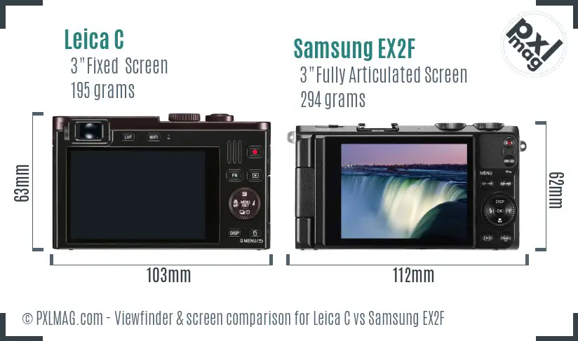 Leica C vs Samsung EX2F Screen and Viewfinder comparison