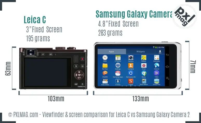 Leica C vs Samsung Galaxy Camera 2 Screen and Viewfinder comparison Leica C vs Samsung Galaxy Camera 2 Screen and Viewfinder comparison