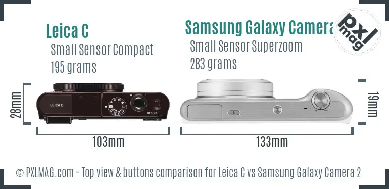 Leica C vs Samsung Galaxy Camera 2 top view buttons comparison Leica C vs Samsung Galaxy Camera 2 top view buttons comparison