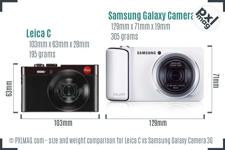 Leica C vs Samsung Galaxy Camera 3G size comparison