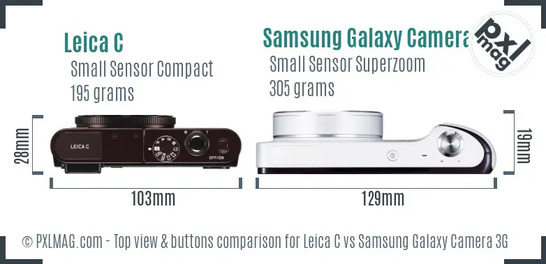 Leica C vs Samsung Galaxy Camera 3G top view buttons comparison