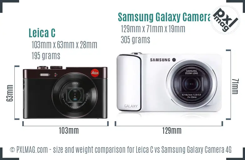 Leica C vs Samsung Galaxy Camera 4G size comparison