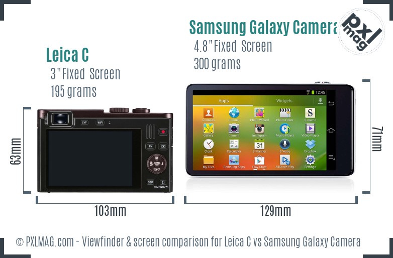 Leica C vs Samsung Galaxy Camera Screen and Viewfinder comparison