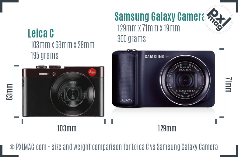 Leica C vs Samsung Galaxy Camera size comparison