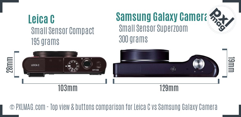 Leica C vs Samsung Galaxy Camera top view buttons comparison