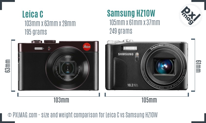Leica C vs Samsung HZ10W size comparison Leica C vs Samsung HZ10W size comparison