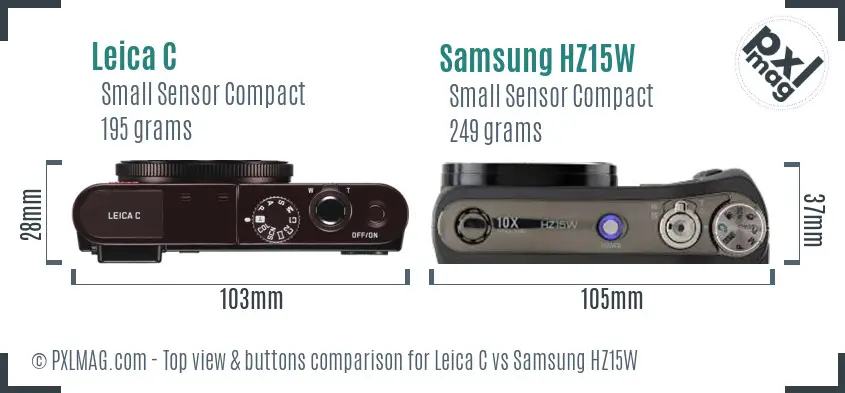 Leica C vs Samsung HZ15W top view buttons comparison