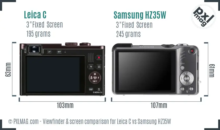 Leica C vs Samsung HZ35W Screen and Viewfinder comparison Leica C vs Samsung HZ35W Screen and Viewfinder comparison