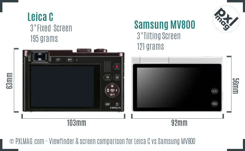 Leica C vs Samsung MV800 Screen and Viewfinder comparison
