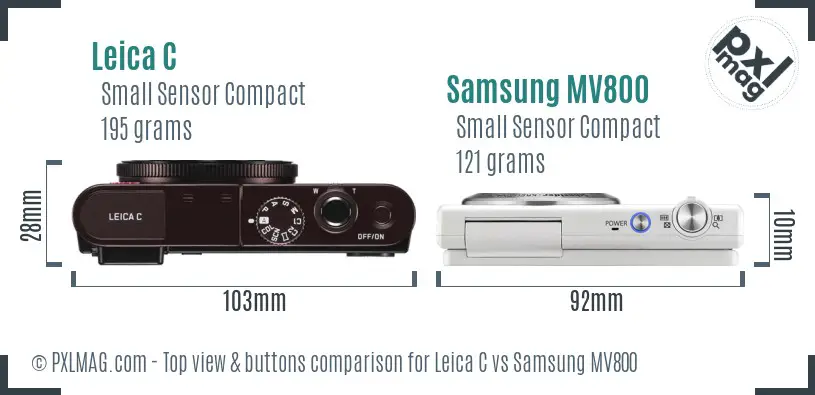 Leica C vs Samsung MV800 top view buttons comparison