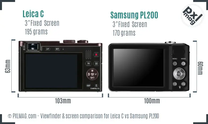 Leica C vs Samsung PL200 Screen and Viewfinder comparison