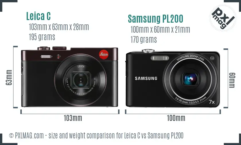 Leica C vs Samsung PL200 size comparison