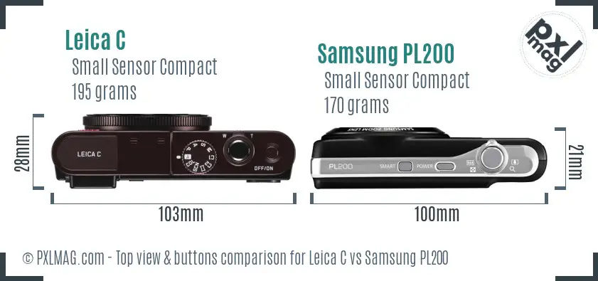 Leica C vs Samsung PL200 top view buttons comparison