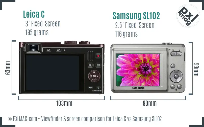 Leica C vs Samsung SL102 Screen and Viewfinder comparison