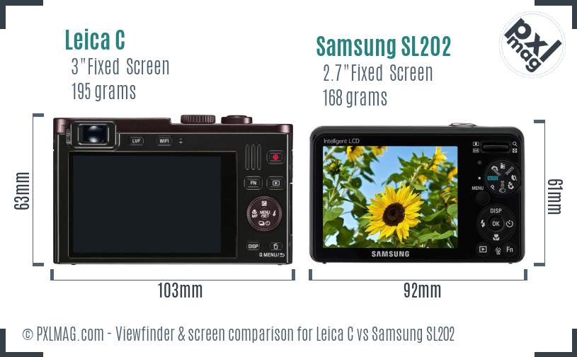 Leica C vs Samsung SL202 Screen and Viewfinder comparison