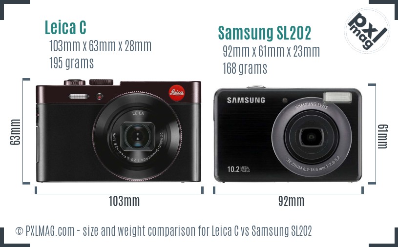 Leica C vs Samsung SL202 size comparison Leica C vs Samsung SL202 size comparison
