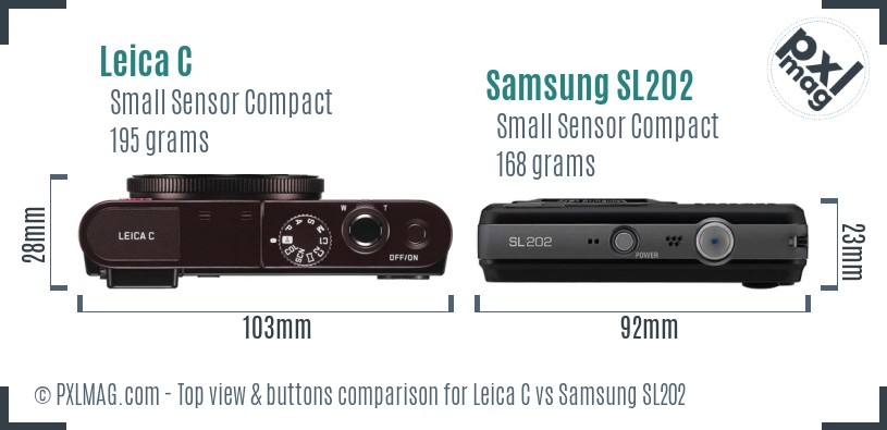 Leica C vs Samsung SL202 top view buttons comparison