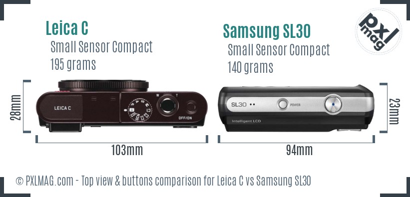 Leica C vs Samsung SL30 top view buttons comparison
